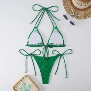 Nuovo 2025 europeo e americano-Stile due-Pieali costumi da bagno in bikini per donne. Realizzato in tessuto speciale, disponibile in colori solidi e colori multipli. Design triangolare e sexy 8878 Prezzo:$79,99