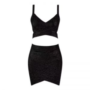 Camisole in maglia stampata in oro estivo, set di gonna avvolgente alla moda