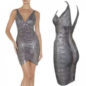 Scate di abiti da bandage a maglia double V con stampa estiva