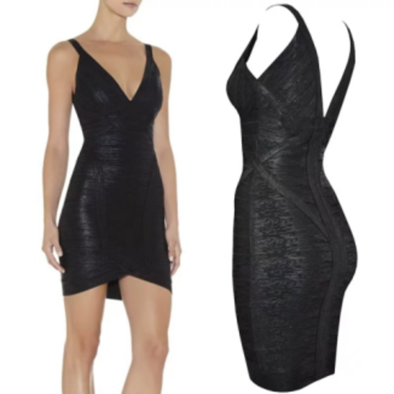 Scate di abiti da bandage a maglia double V con stampa estiva