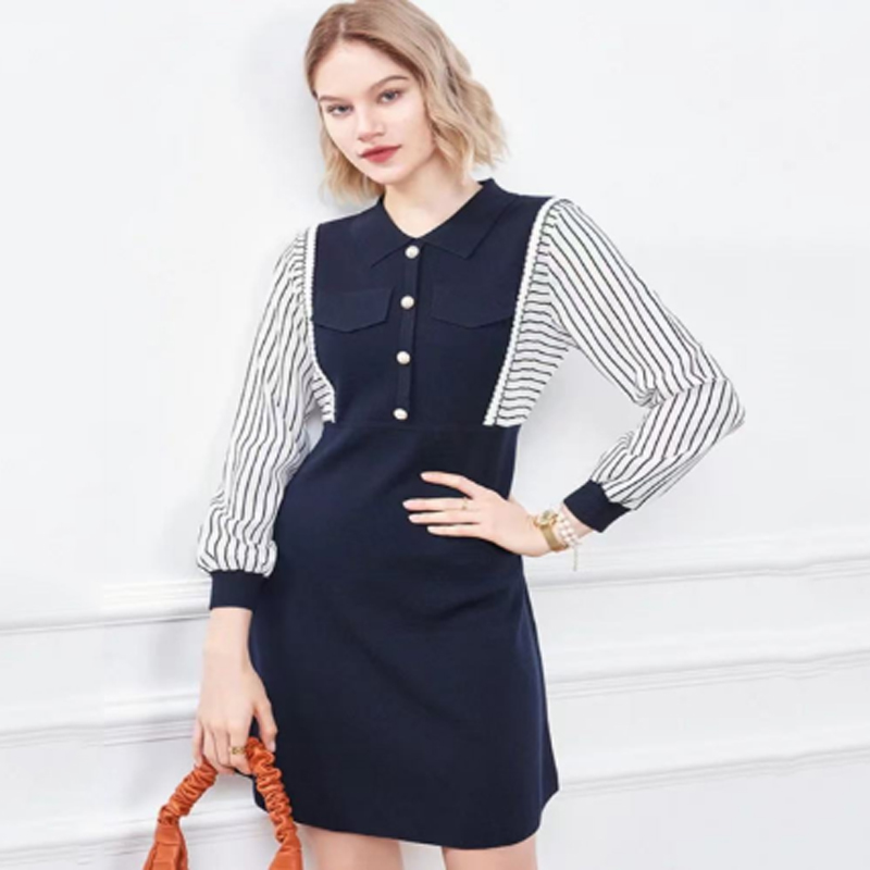 Autunno all'inizio del piccolo colletto inverso a metà cardigan