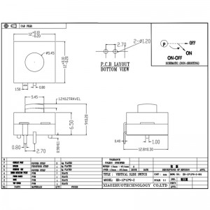 Push Switch HR12*12*9-2, interruttore della torcia, LED due-Pin Accensione e spegnimento, pulsante Reset Micro switch
