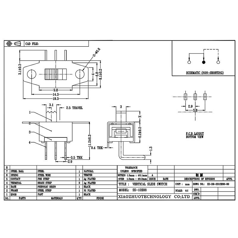 Interruttore di scorrimento SS12E88 Push laterale-Pull Electrical Massager è un multi-Interruttore funzionale con regolazione ad alta velocità e corrente grande